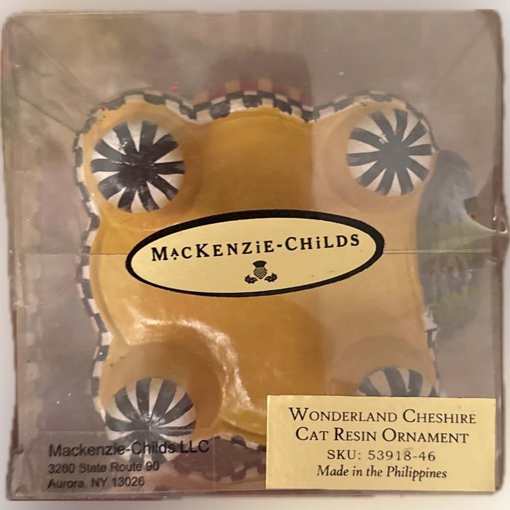 Bundle of 2 MacKenzie-Childs Wonderland Cheshire Cat Ornament NEW in Box